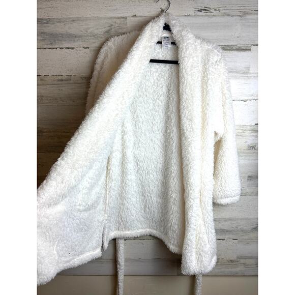 Natori Women’s Large Sherpa Plush Robe WhiteTeddy Bear Short Belted Pockets - Picture 5 of 5